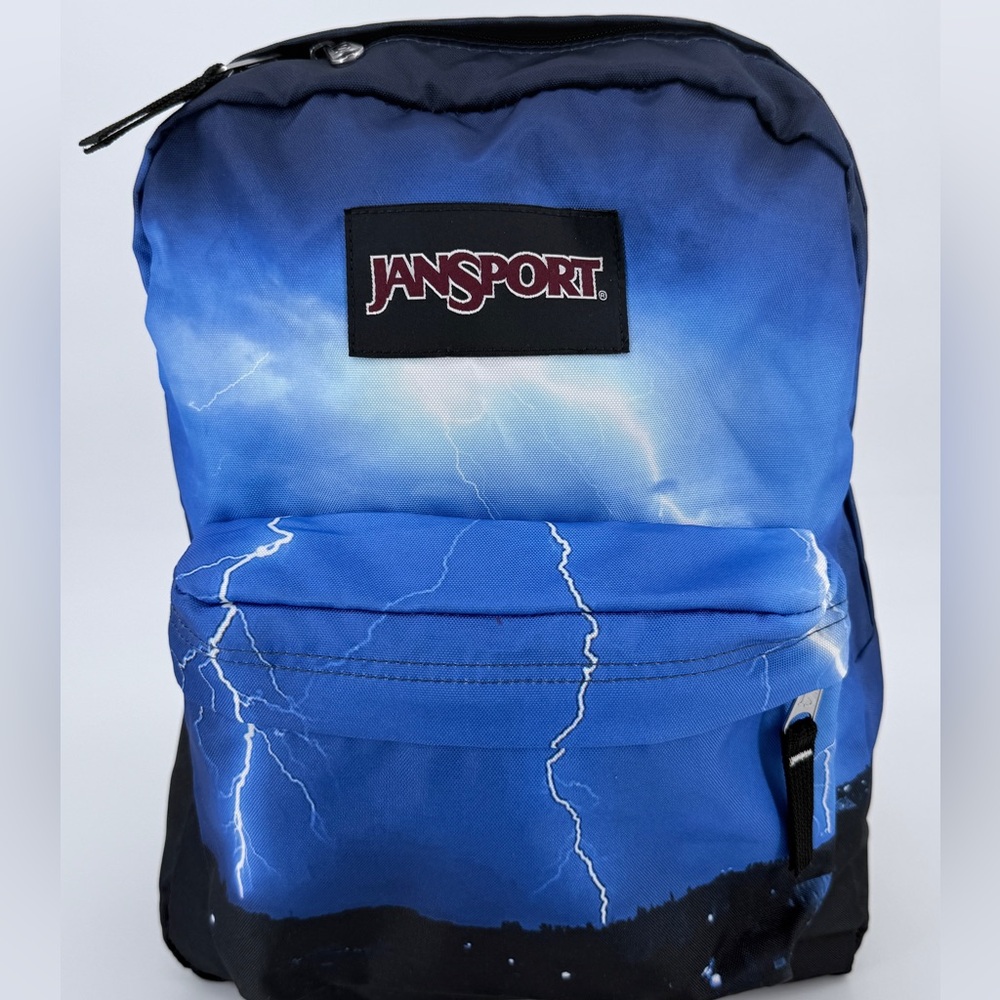 JanSport Blue Electric Print Backpack Classic School Travel Bag Lightning Bolt